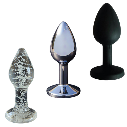 Dr. Tush’s Beginner, The First Step Anal Plug Set – Glass, Metal & Silicone